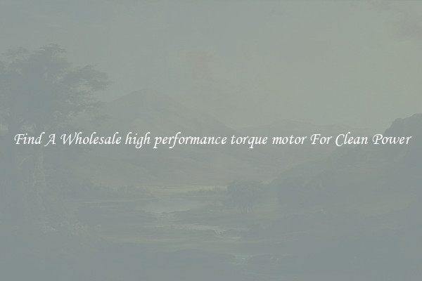 Find A Wholesale high performance torque motor For Clean Power