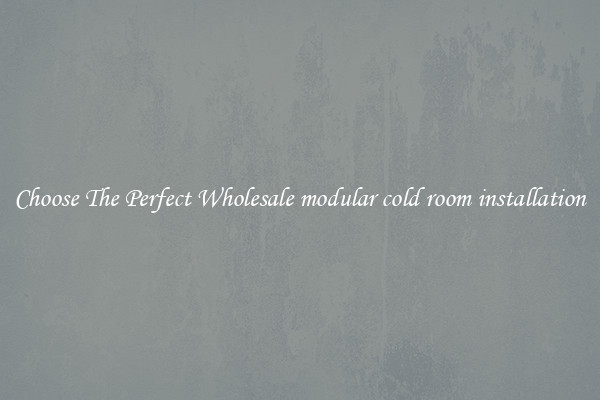 Choose The Perfect Wholesale modular cold room installation